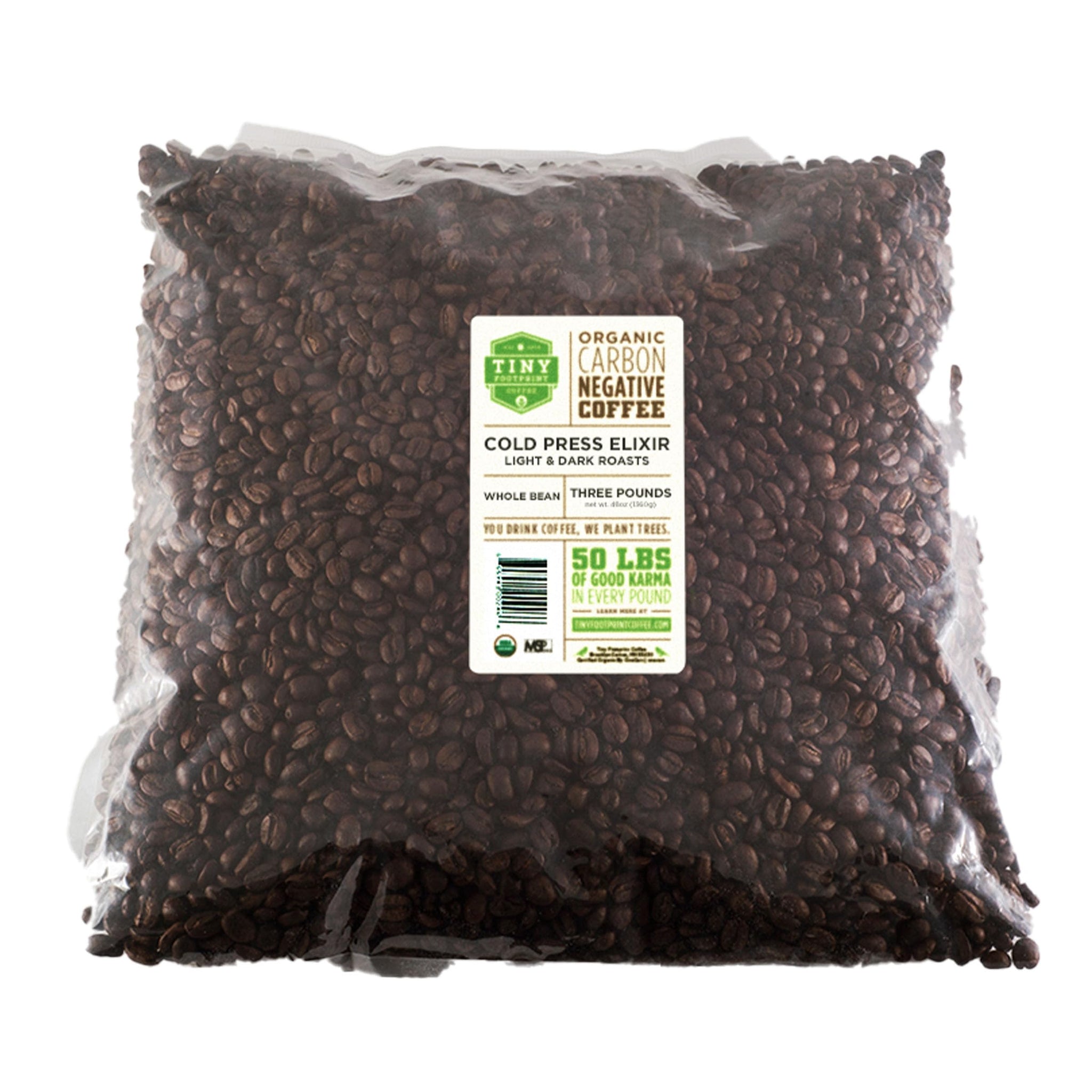 Tiny Footprint Coffee - Organic Cold Press Elixir Cold Brew | Blend of Light & Dark Roasts, Whole Bean Coffee | Fair Trade, Shade Grown & Carbon