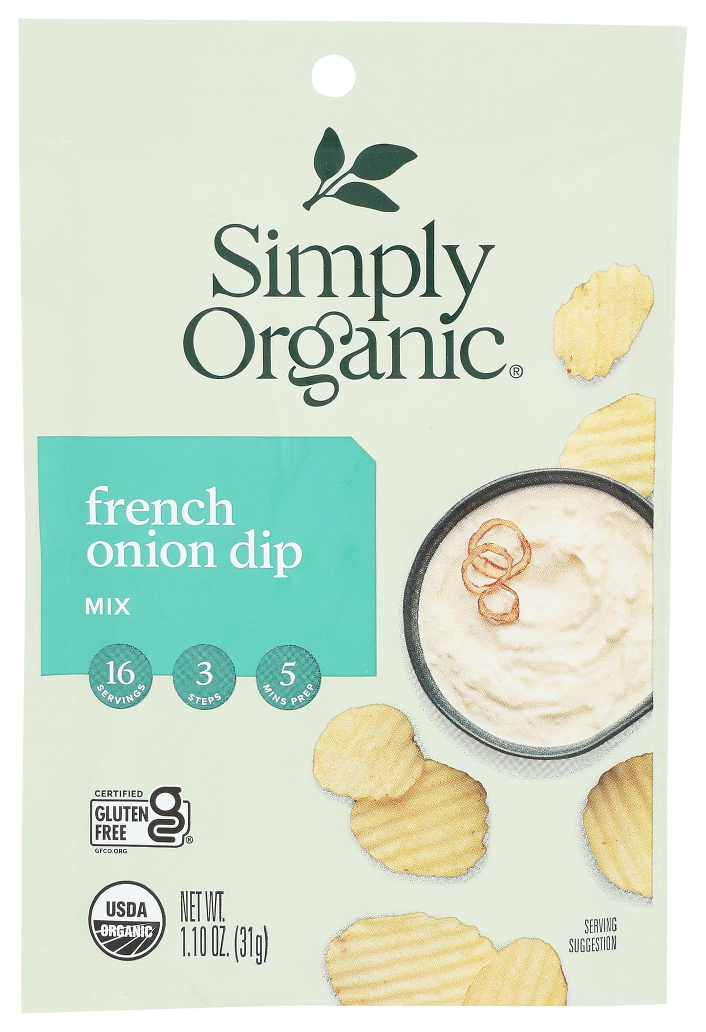 Simply Organic French Onion Dip, Certified Organic, Kosher, Mixes | 1.1 Ounce (Pack of 1)