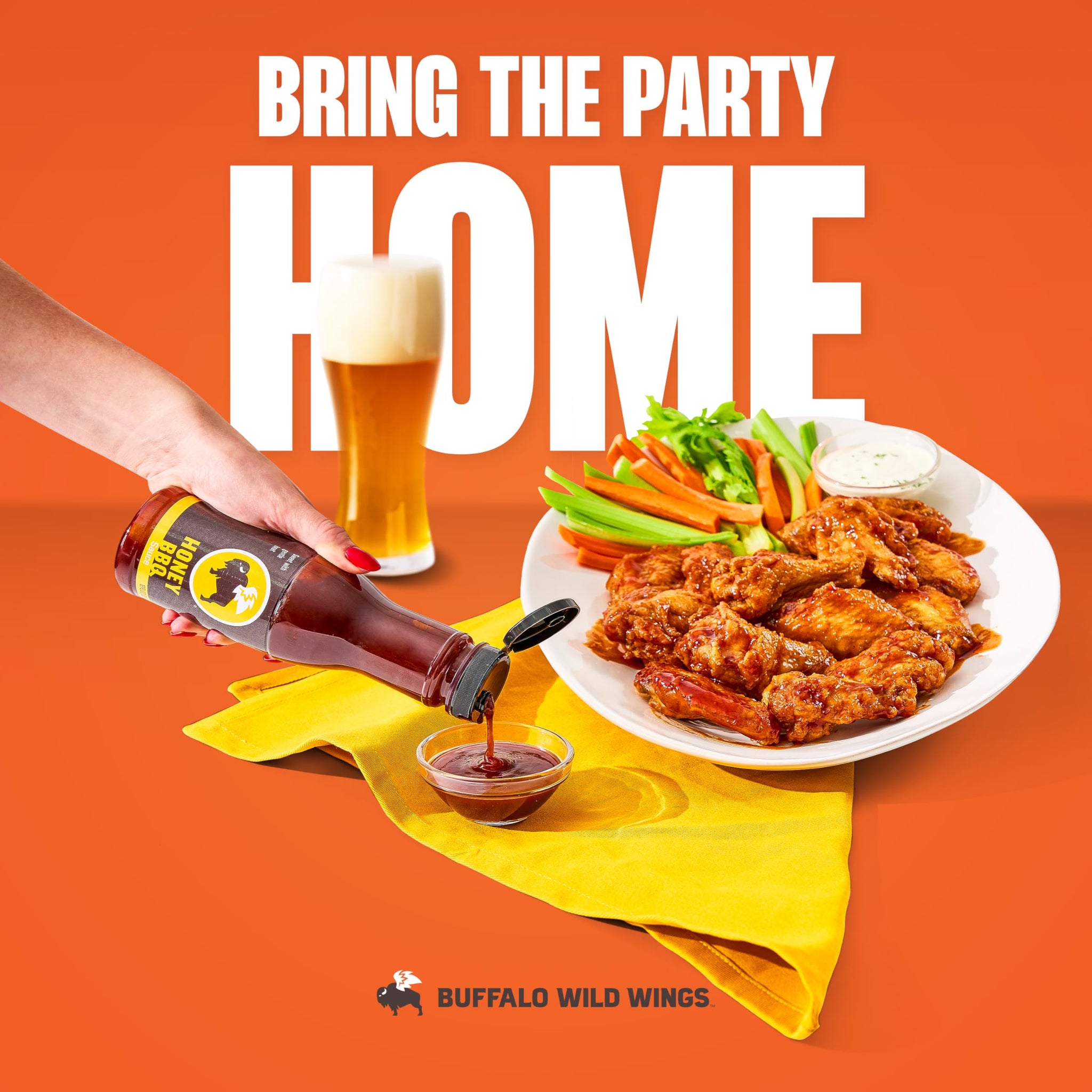 Buffalo Wild Wings Honey BBQ Sauce, 12 fl. oz., Perfect Dipping Sauce, Chicken Marinade, Rib Barbecue Rub and Wing Seasoning, Rich Flavor and Sweet