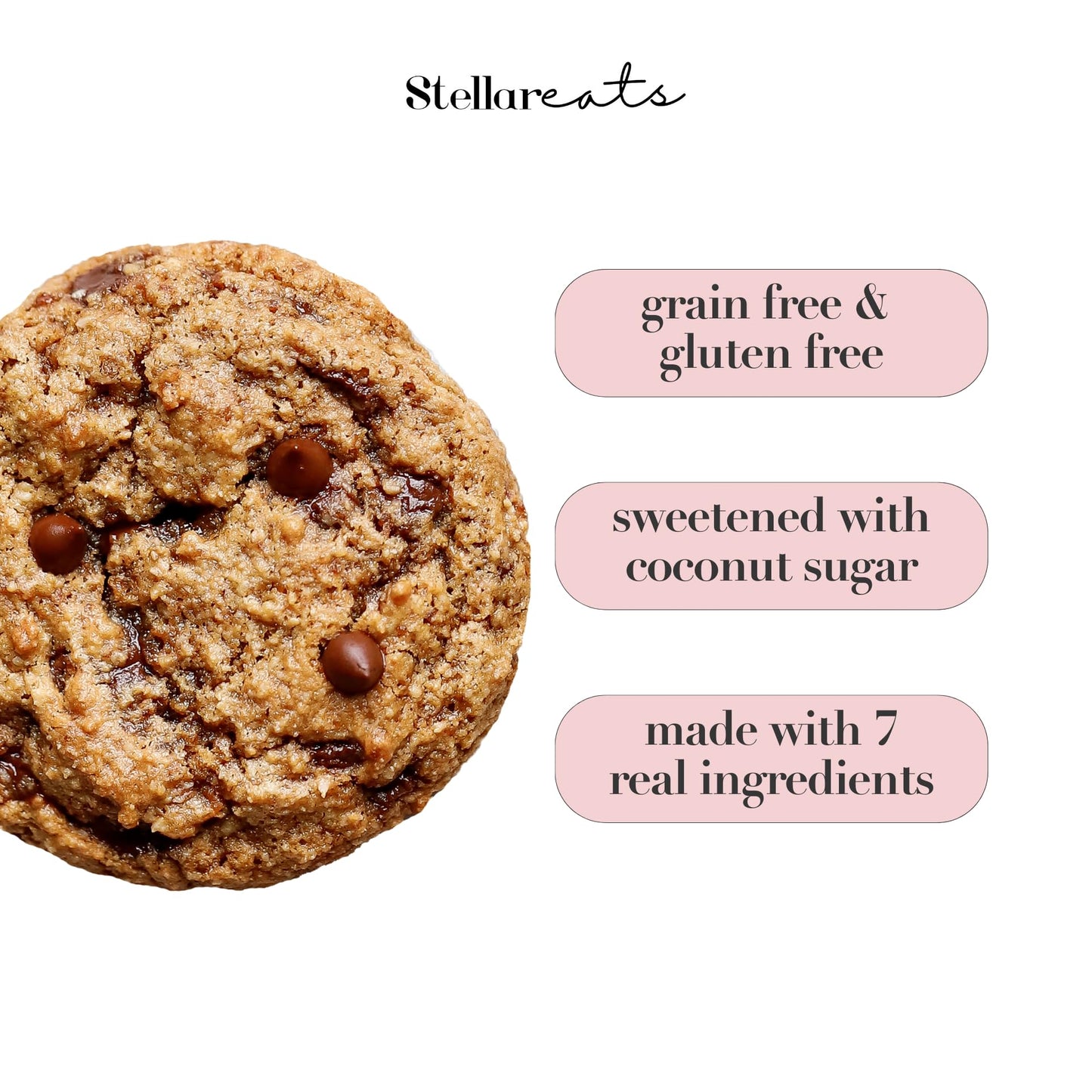 Stellar Eats Grain-Free Chocolate Chip Cookie Mix | Almond Flour-Based | Gluten-Free, Dairy-Free, Paleo-Friendly | Soft, Chewy & Fudgy | Sweetened with Unrefined Coconut Sugar | Makes 14-16 Cookies