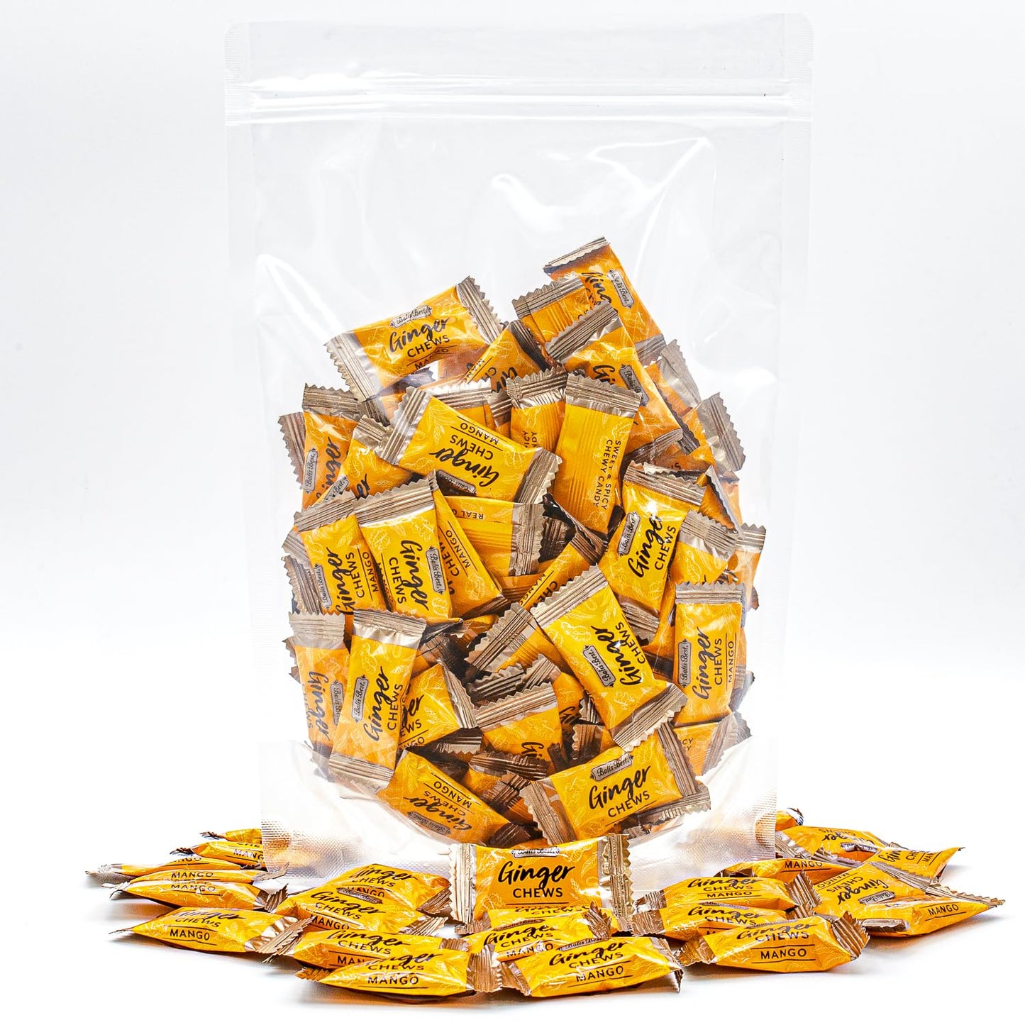 Ginger Candy Chews for Nausea Relief 1 lb - Natural Mango Flavored, 100% Real Ginger, Individually Wrapped, Bulk