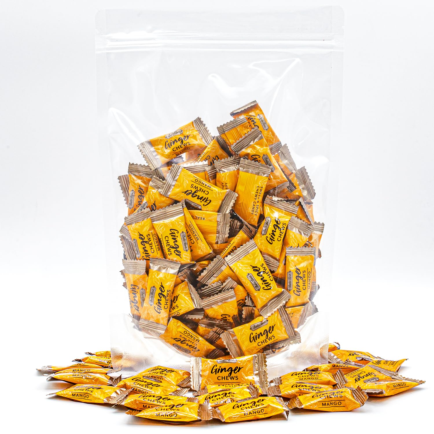 Ginger Candy Chews for Nausea Relief 1 lb - Natural Mango Flavored, 100% Real Ginger, Individually Wrapped, Bulk