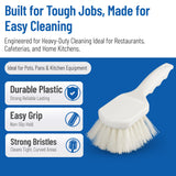 SPARTA Flo-Pac 8" Utility Scrub Brush with 2" Nylon Bristles, Plastic Pistol Grip Handle, Commercial Handheld Cleaning Brush, White