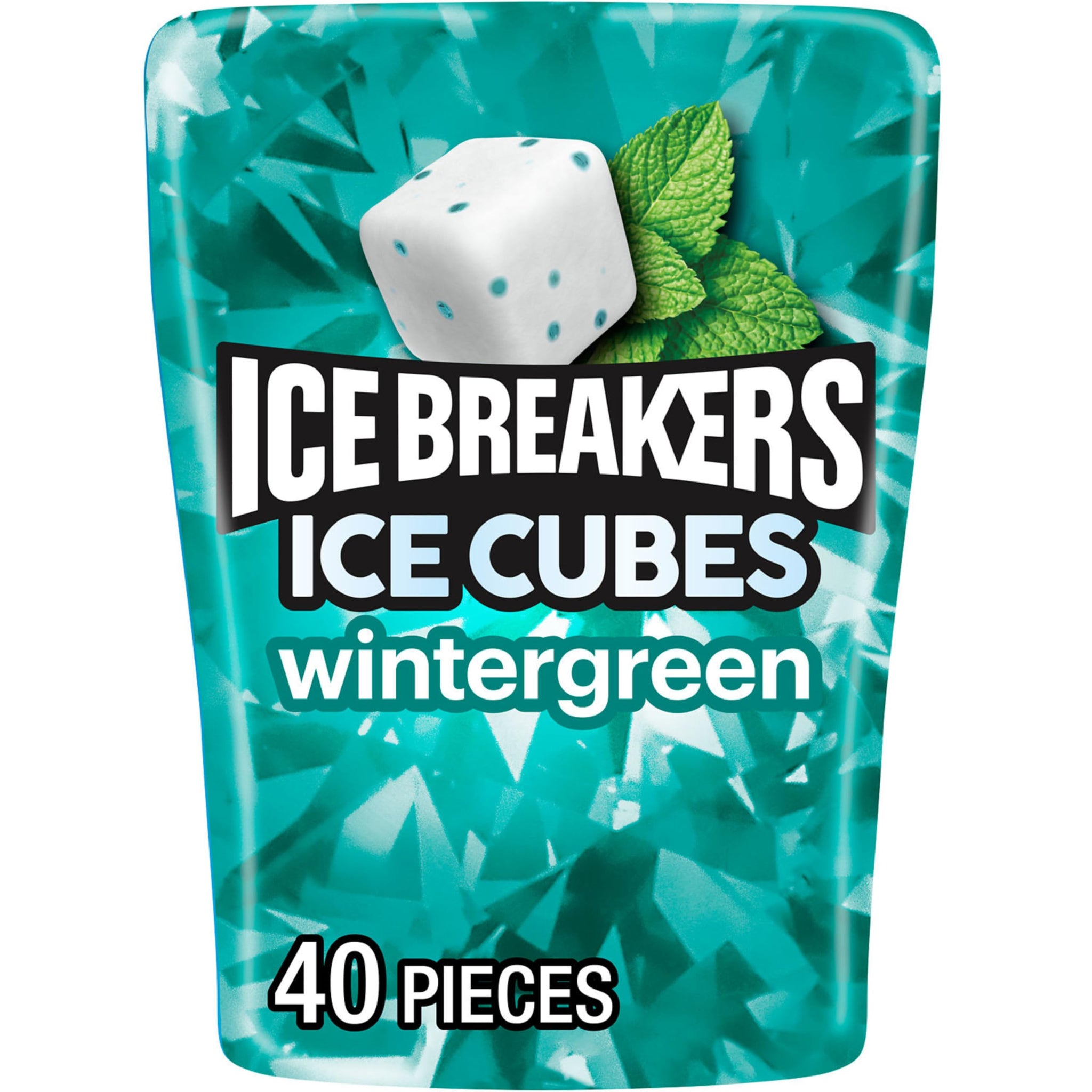Ice Breakers, Ice Cubes Wintergreen Sugar Free Chewing Gum Bottle, 3.2 Ounce, 40 Count