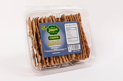 ARA-Z SANGAK No Seed Plain Crisps - Crunchy Toasted Flatbread Crackers 4-Pack, 18 Crackers Per Pack, by Breadmasters