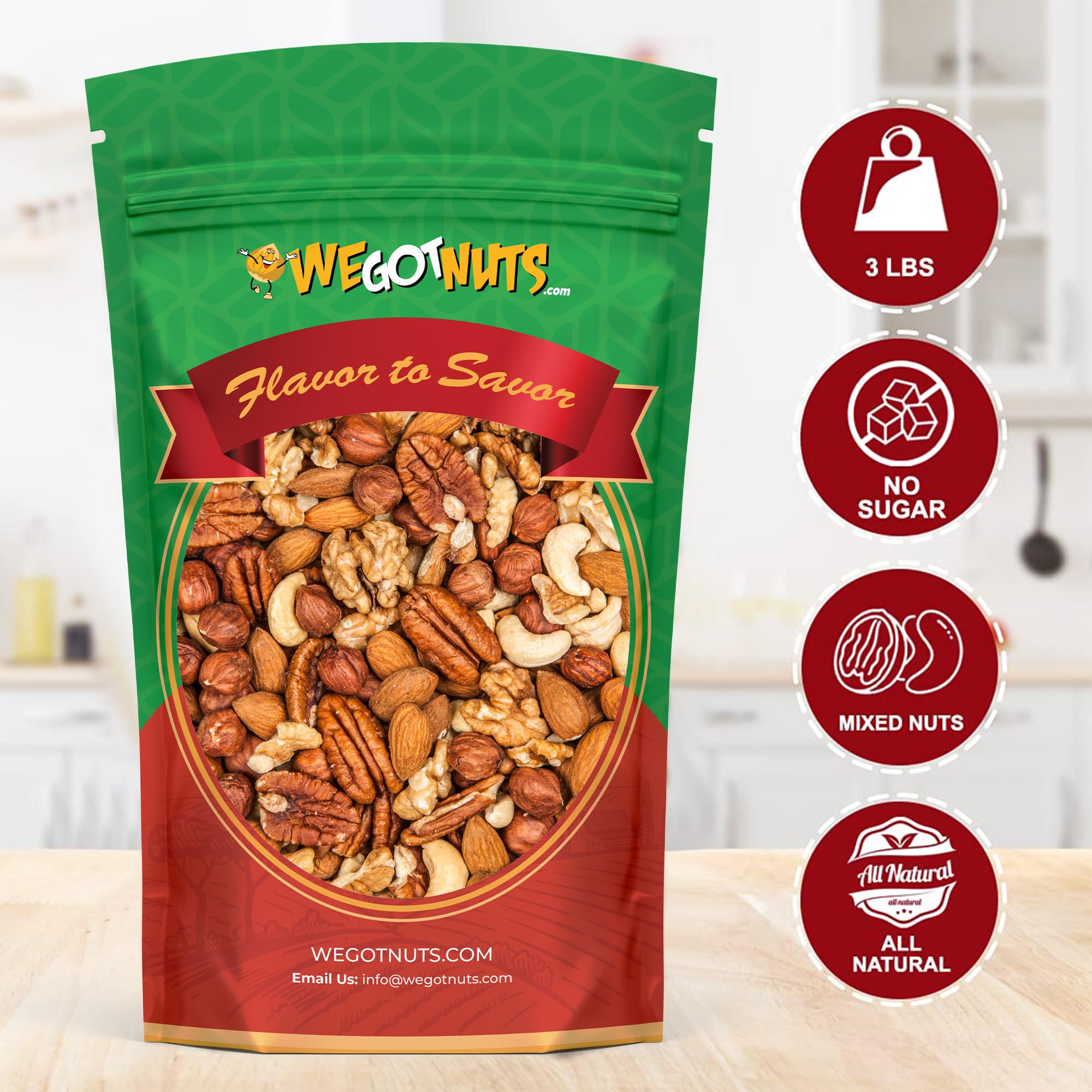 Raw Deluxe Unsalted Mixed Nuts- Premium Quality Kosher Mixed Nuts Snack by We Got Nuts- Natural Rich Flavor Cashews, Walnuts, Almonds, Pecans