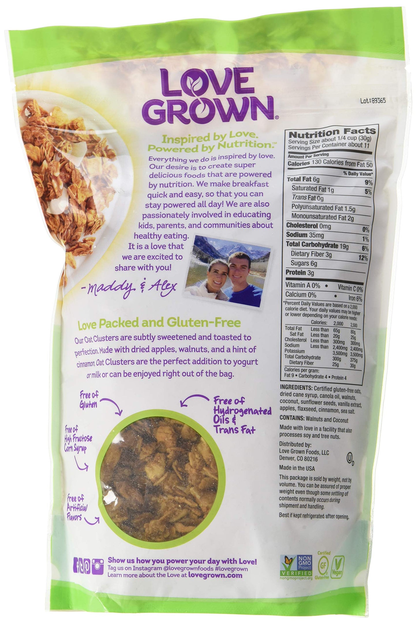 Love Grown Foods Oat Clusters Toasted Granola Apple Walnut Delight -- 12 oz