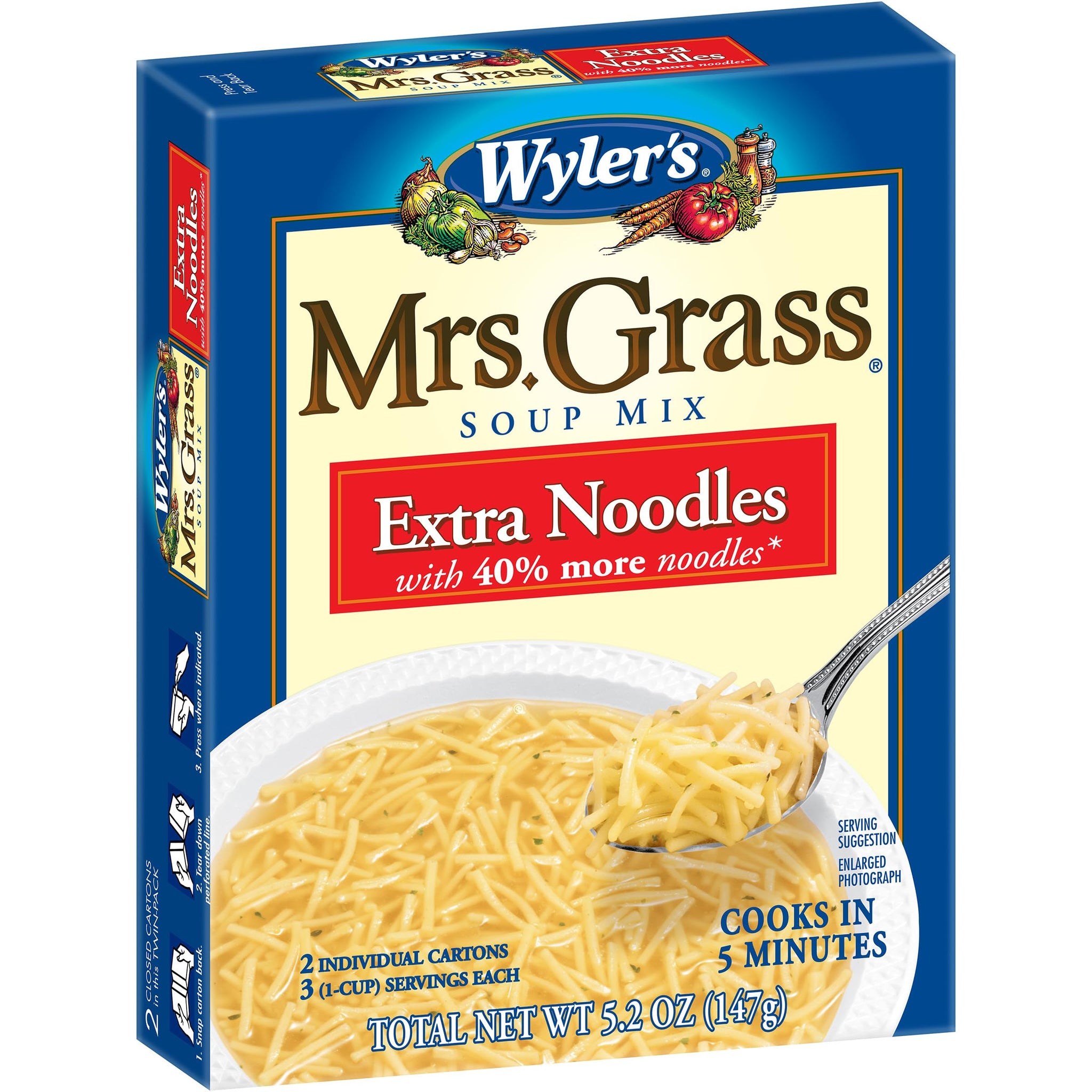 Wyler's Mrs. Grass Extra Noodles Soup Mix, 5.2 oz Box