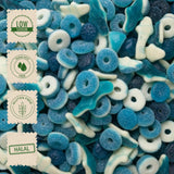 Blue Gummy Candy Mix | 5 Pound Bag | Halal Blue Raspberry Gummy, Rings, Gummy Shark | Blue Gummies for Candy Buffets, Halal Candy, Gummy in Bulk, Fun