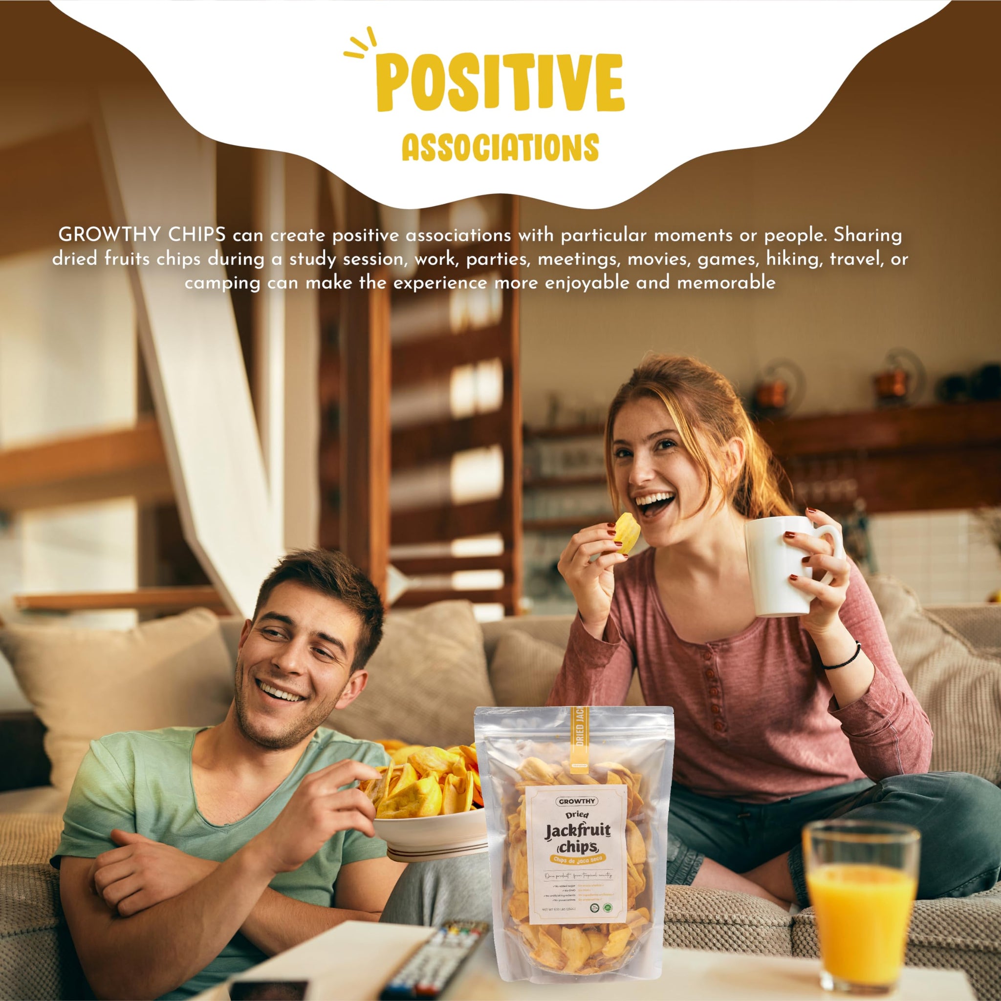 Growthy Dried Jackfruit Chips 250Grams, No Sugar Added, No Preservatives, No Cholesterol, Crunchy Jackfruit Snack, Healthy jackfruit Chips For Kids