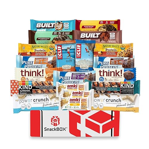 SnackBOX Protein Builders Snacks BOX Care Package | Variety Pack (20 Snacks) | Final Exams, Date Night, Dorm Room, Student, College, High Protein