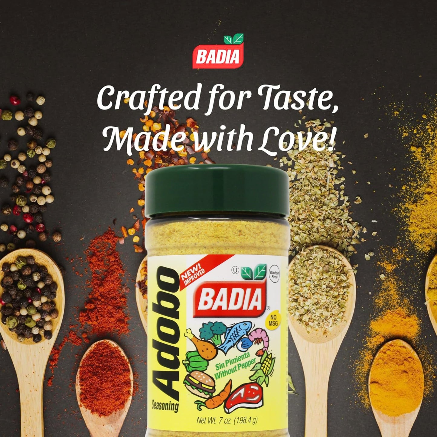 Badia Adobo without Pepper, 7 oz - Traditional Latin Seasoning Blend