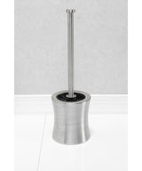 Bath Bliss Hour Glass Shape Weighted Bottom Toilet Brush & Holder Set, Heavy Duty Brush, Silver, 4.5"L x 4.5"W x 15.4"H