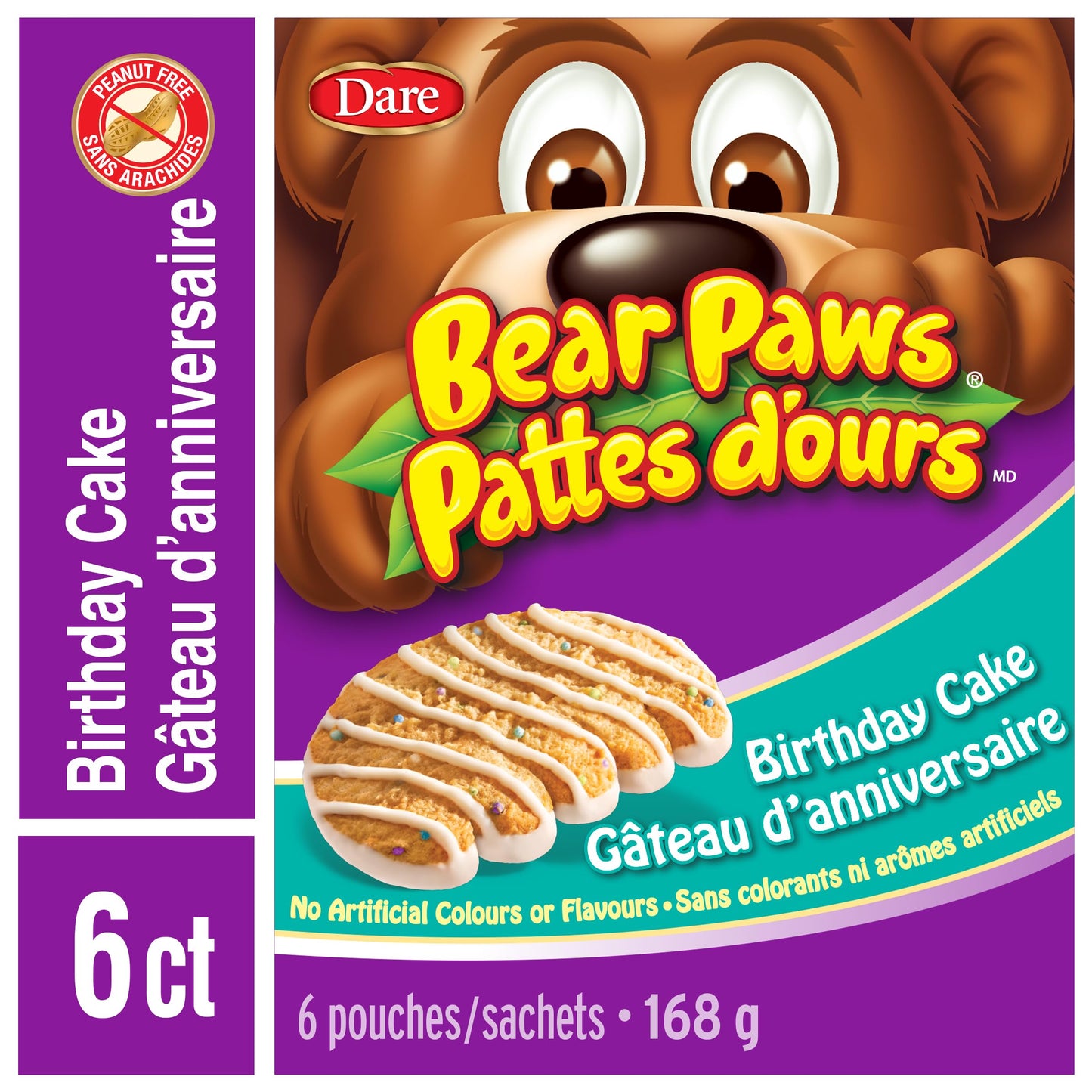 Dare Bear Paws Birthday Cake Soft Cookies 168g - Peanut Free - {Imported from Canada}