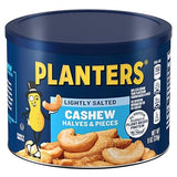 PLANTERS Lightly Salted Cashews, Cashew Halves & Pieces, Plant-Based Protein, 8 Oz Canister, Great Party Snack