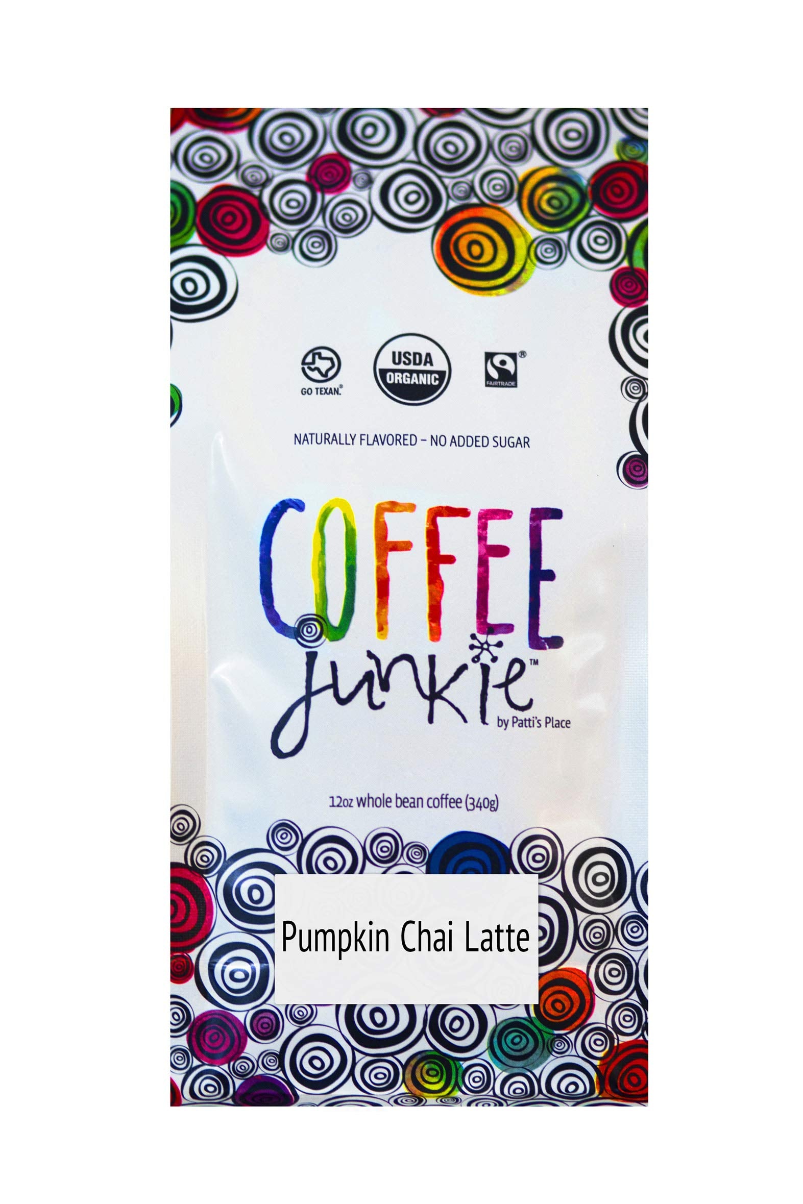 Coffee Junkie Pumpkin Chai Latte Naturally Flavored Organic Coffee Beans - 12 oz -Decaf Whole Bean