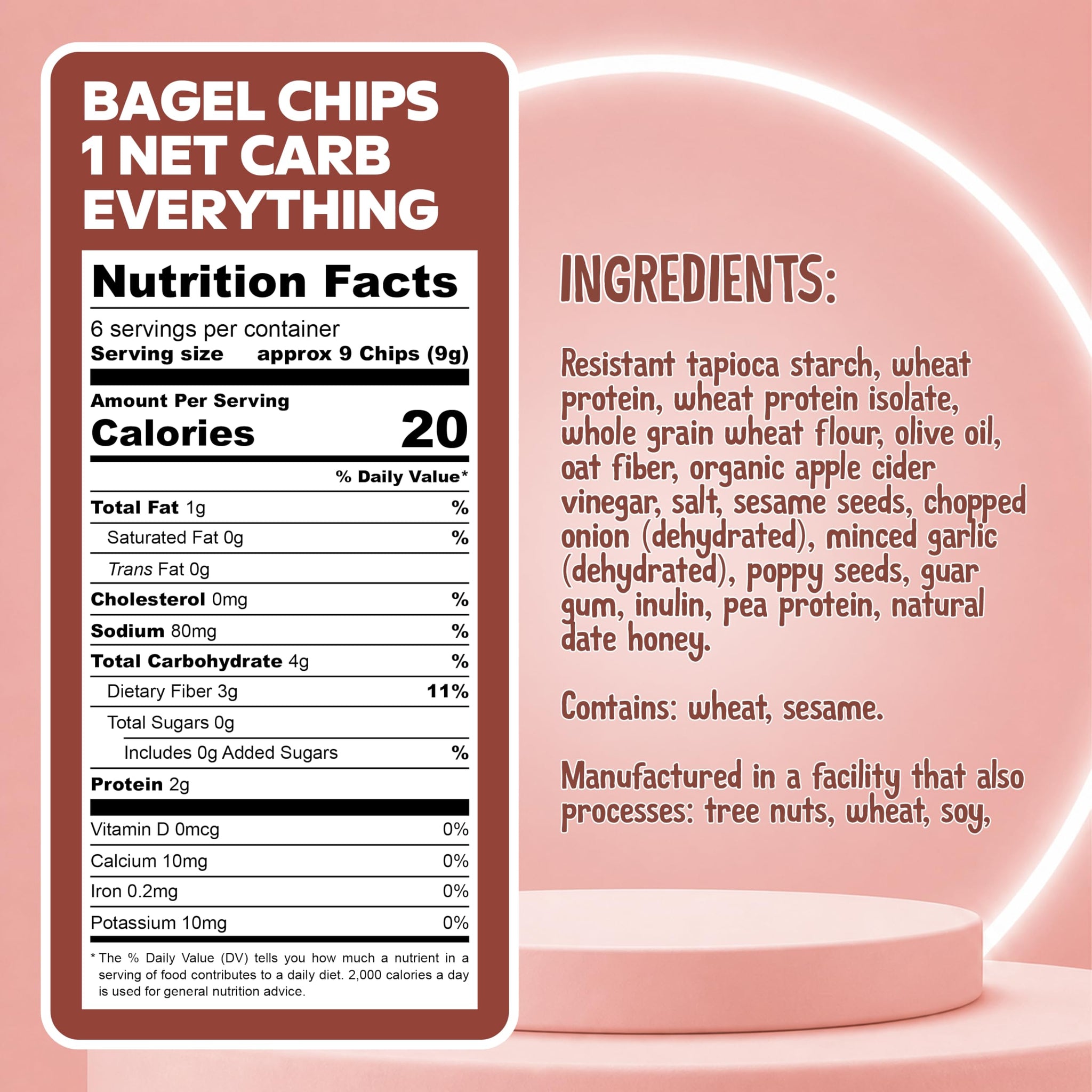 WISECARBS Low-Carb Bagel Chips High Protein Everything Flavor Bagel Chips Keto Crackers Chips - Kosher - Healthy Snacks Low Carb Snacks, Keto Snacks