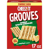 Cheez-It Grooves Crunchy Cheese Crackers, Snack Crackers, Lunch Snacks, Family Size, Sharp White Cheddar, 17oz Box (1 Box)