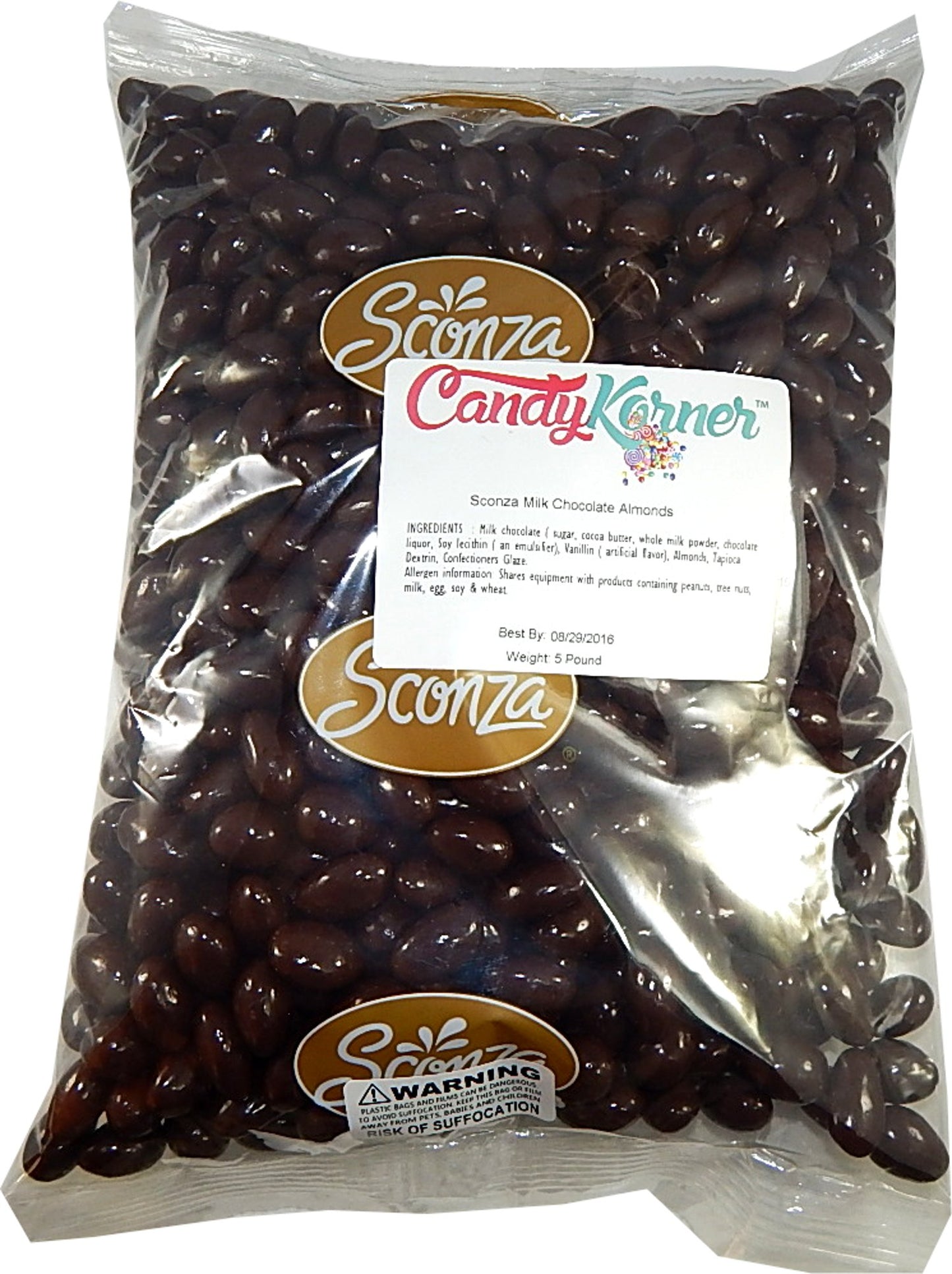Sconza Milk Chocolate Covered Almonds 1 Pound ( 16 OZ )