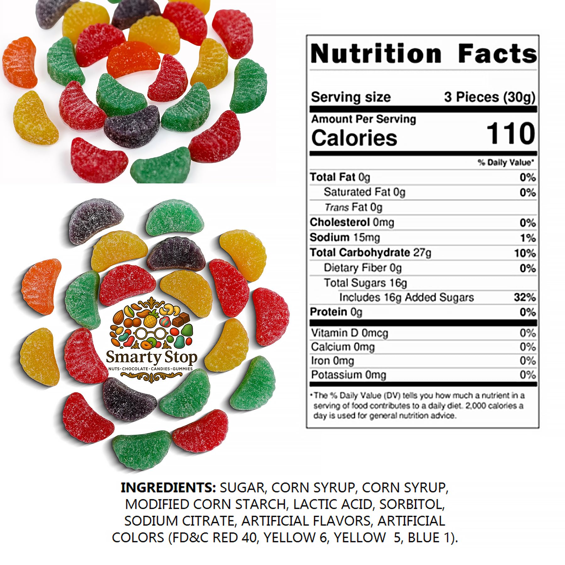 Smarty Stop Assorted Fruit Slice Wedges Candy (5 LB)