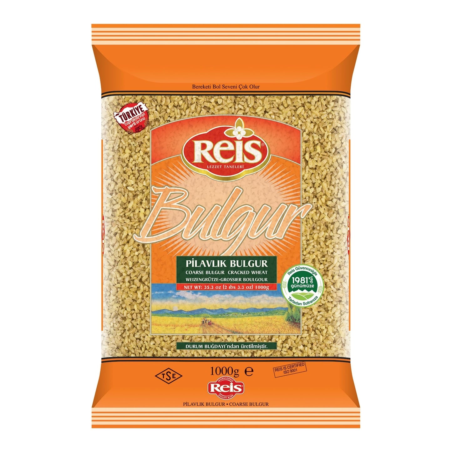Reis Coarse Bulgur, Wheat Berries, Bulgur Wheat for Pilafs, Meals & Soups, Healthy Pantry Staples, Turkish Grocery Foods, High Fiber & Protein Cereal, Whole Grain Bag, Vegan, Halal, 2.2 Lbs (1000g)