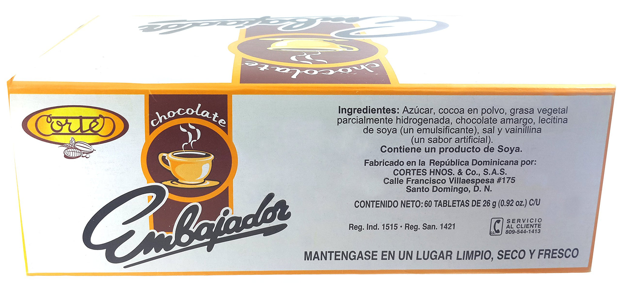 Sweet Dominican Chocolate Embajador Box of 60 Bars / Tablets