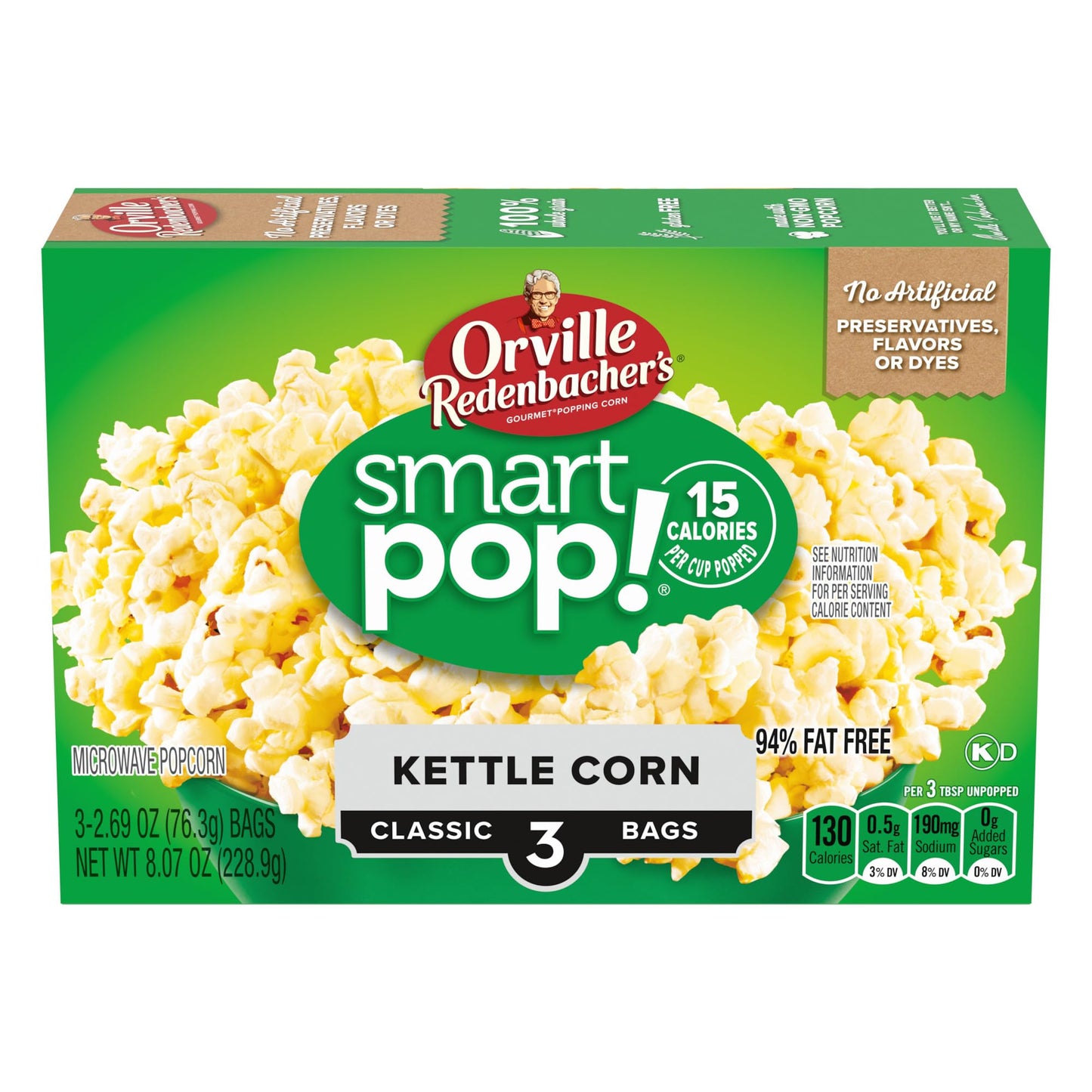 Orville Redenbacher’s Microwave Popcorn, SmartPop! Kettle Corn, 4g Fiber Per Serving, 2.7 oz., 3-Count