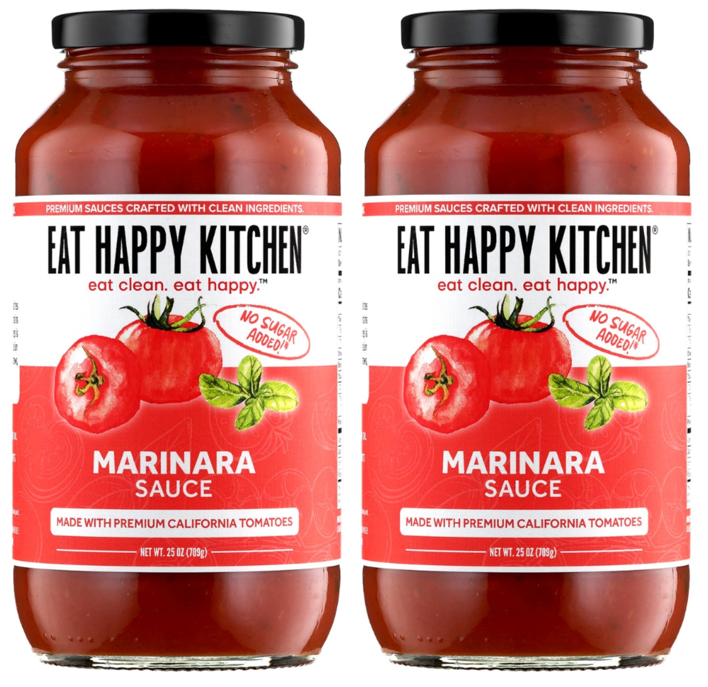 Eat Happy Kitchen Marinara Sauce - Made with Premium California Tomatoes & Extra Virgin Olive Oil - No Sugar Added, No Seed Oils, No Fillers, Gluten