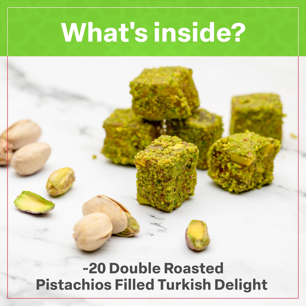 Eastanbul Turkish Delight Pistachio, Turkish Delights Candy, Lokum, 8.8oz