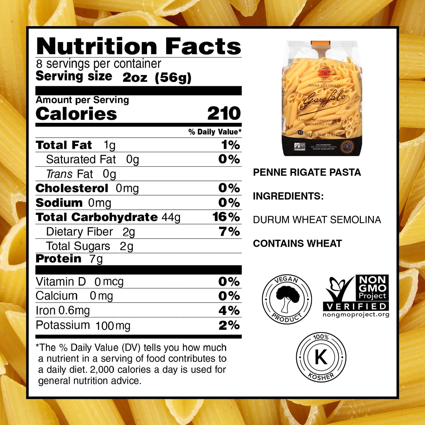 Garofalo - Premium Durum Wheat Semolina Penne Rigate Pasta, Italian Made, Bronze-Drawn, Al-Dente, One-Ingredient Pasta (4 pack)