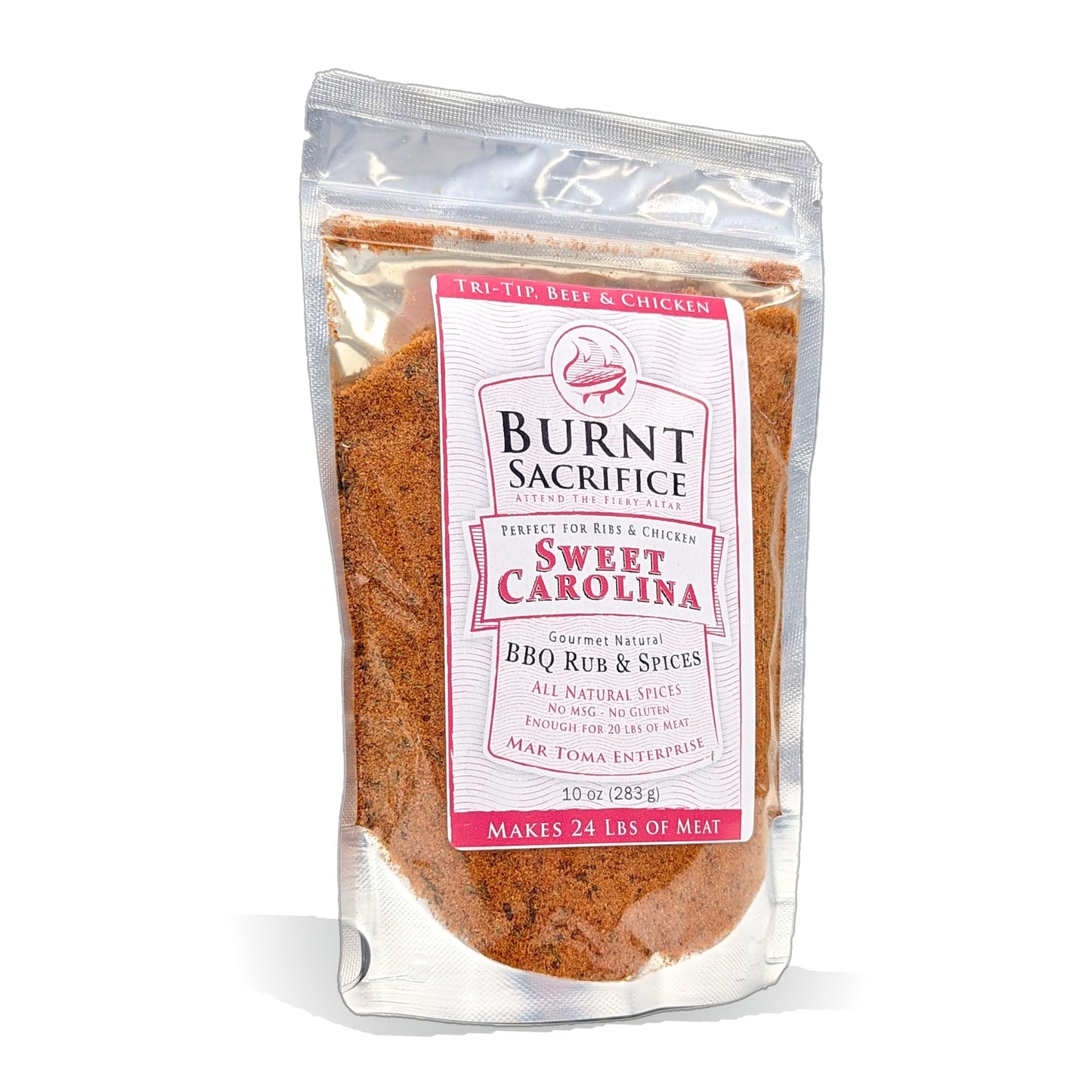 Burnt Sacrifice Sweet Carolina Style Gourmet BBQ Spice Dry Rub seasonings (10 Ounce Bag Makes Over 20 Pounds) Pork Ribs Chops Chicken Turkey Wings