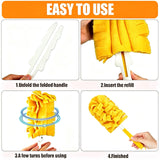 Reusable Duster Refills Compatible, 2026 New 360° Cleaning Fleece Refills Washable Duster Pads with Handle Included, Reusable Duster Refill Compatible