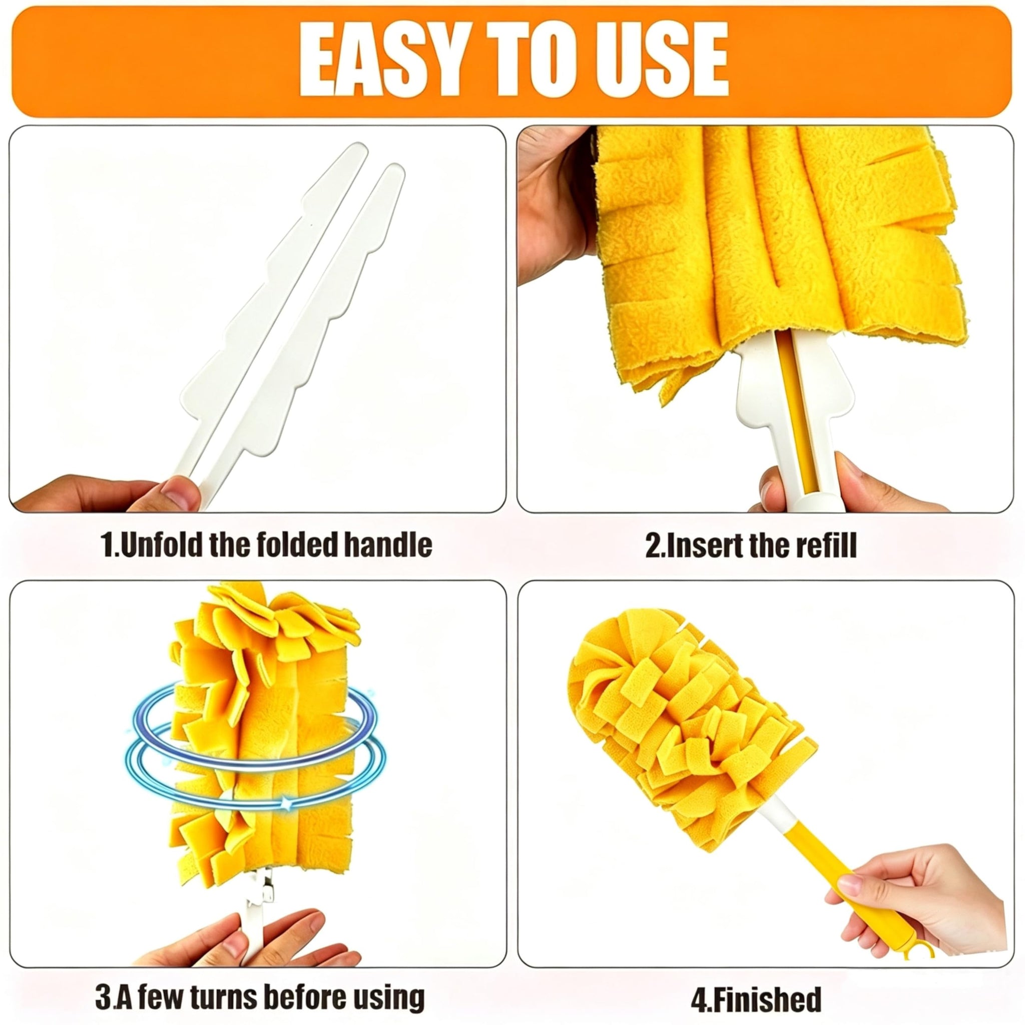 Reusable Duster Refills Compatible, 2026 New 360° Cleaning Fleece Refills Washable Duster Pads with Handle Included, Reusable Duster Refill Compatible