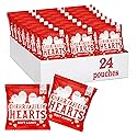 Cherry Hearts Jelly Candy - 24 Packs - Valentines Candy Individually Wrapped - Write-On To/From Pouches for Classroom Exchange - Jelly Hearts