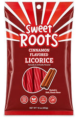 Sweet Roots Cinnamon Licorice Twists - 1 Bag (16 oz) - Jumbo Size Licorice Sticks | Vegan, Fat Free, Kosher | Soft Gourmet Licorice Candy