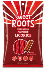 Sweet Roots Cinnamon Licorice Twists - 1 Bag (16 oz) - Jumbo Size Licorice Sticks | Vegan, Fat Free, Kosher | Soft Gourmet Licorice Candy