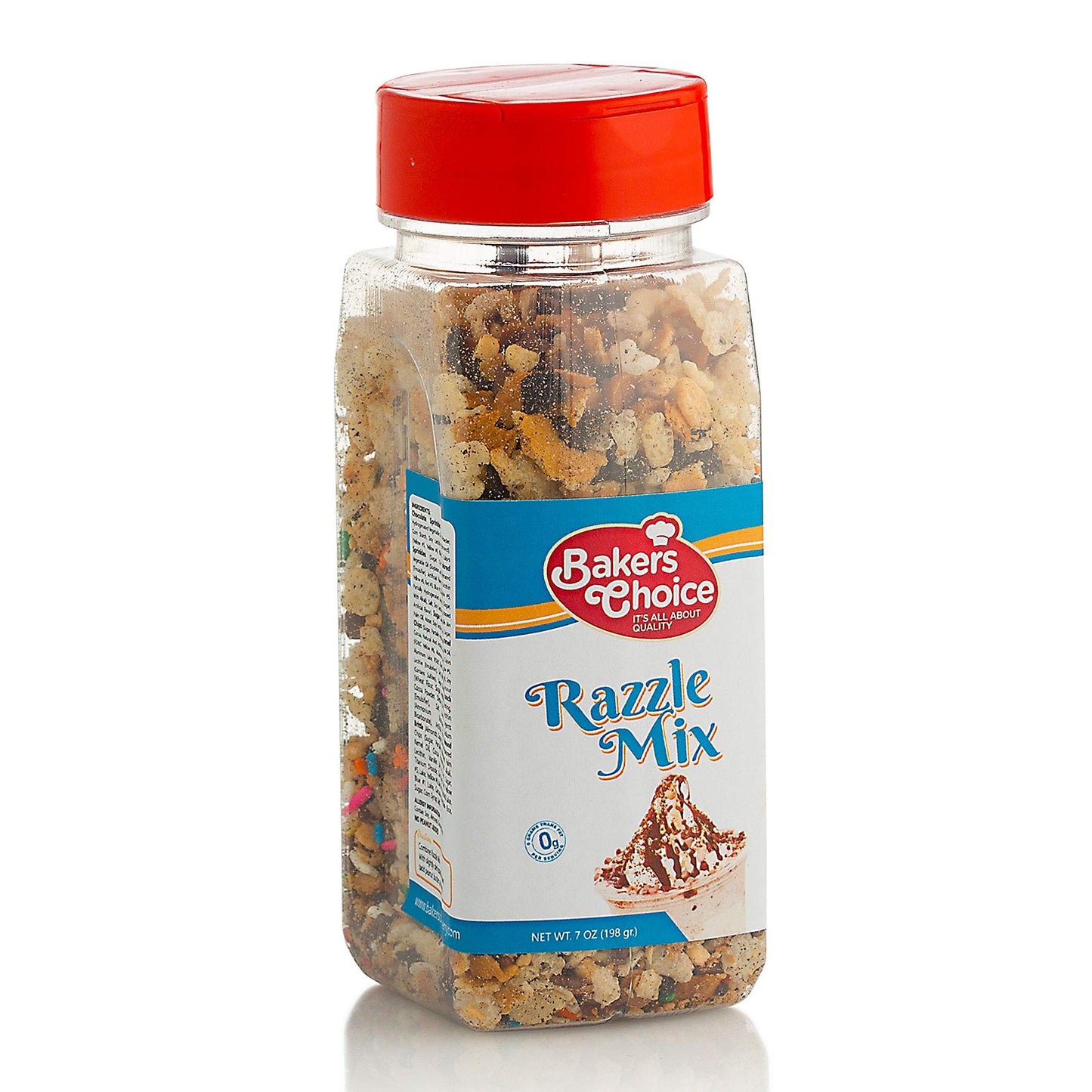 Razzle Crunch Topping - Chocolate, Caramel, Butterscotch and Nut Mix - Sprinkles for Ice Cream Sundae Toppings - 7 oz. - Dairy Free, Kosher - Baker’s