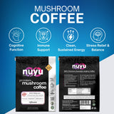 Nuyu Medium Roast Premium Mushroom Coffee, 12 oz, Specialty Ground 100% Arabica, 2000mg Functional Mushrooms, Lion's Mane, Reishi, Chaga, Cordyceps