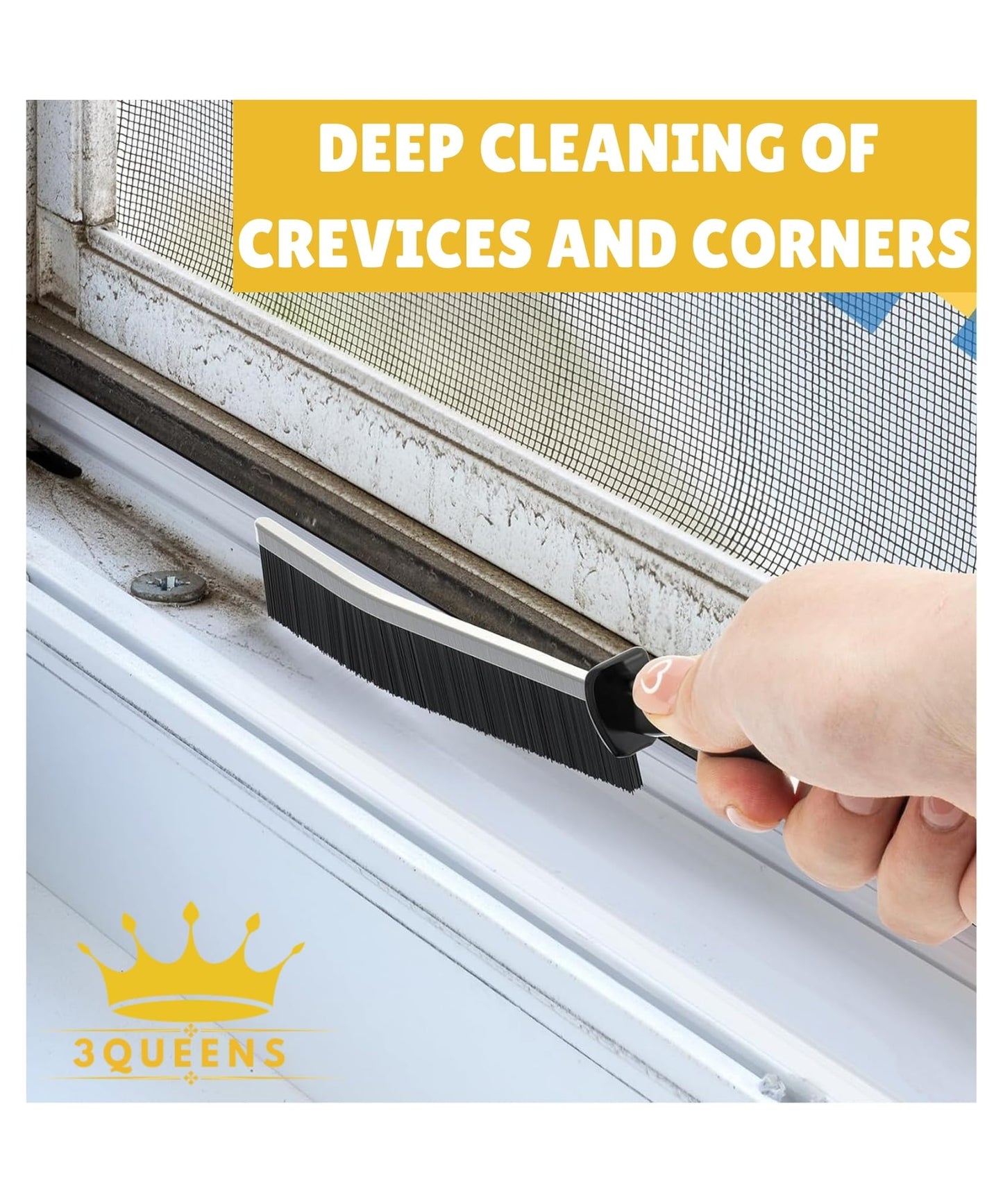 6Pcs Crevice Cleaning Brush 6 Extra Hooks, Multifunctional Cleaning Tool for Home & Kitchen,Heavy-Duty Deep Cleaning Gaps