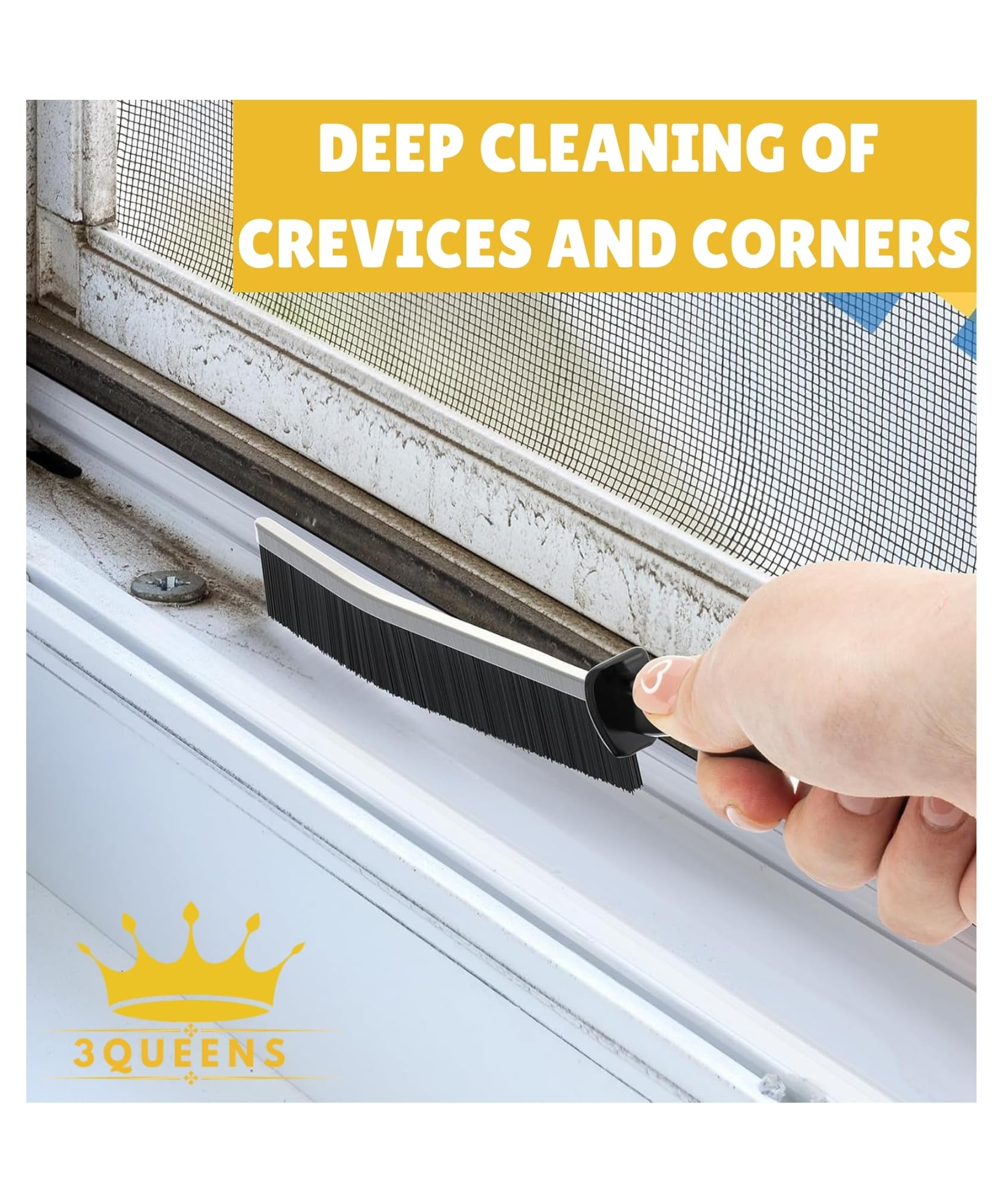 6Pcs Crevice Cleaning Brush 6 Extra Hooks, Multifunctional Cleaning Tool for Home & Kitchen,Heavy-Duty Deep Cleaning Gaps