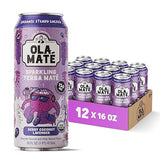 Yerba Mate Energy Drink - Low Sugar Sparkling Tea Cans with Ashwagandha, Lion’s Mane, USDA Organic Clean Energy Drink with 150mg Natural Caffeine, Ola
