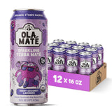 Yerba Mate Energy Drink - Low Sugar Sparkling Tea Cans with Ashwagandha, Lion’s Mane, USDA Organic Clean Energy Drink with 150mg Natural Caffeine, Ola