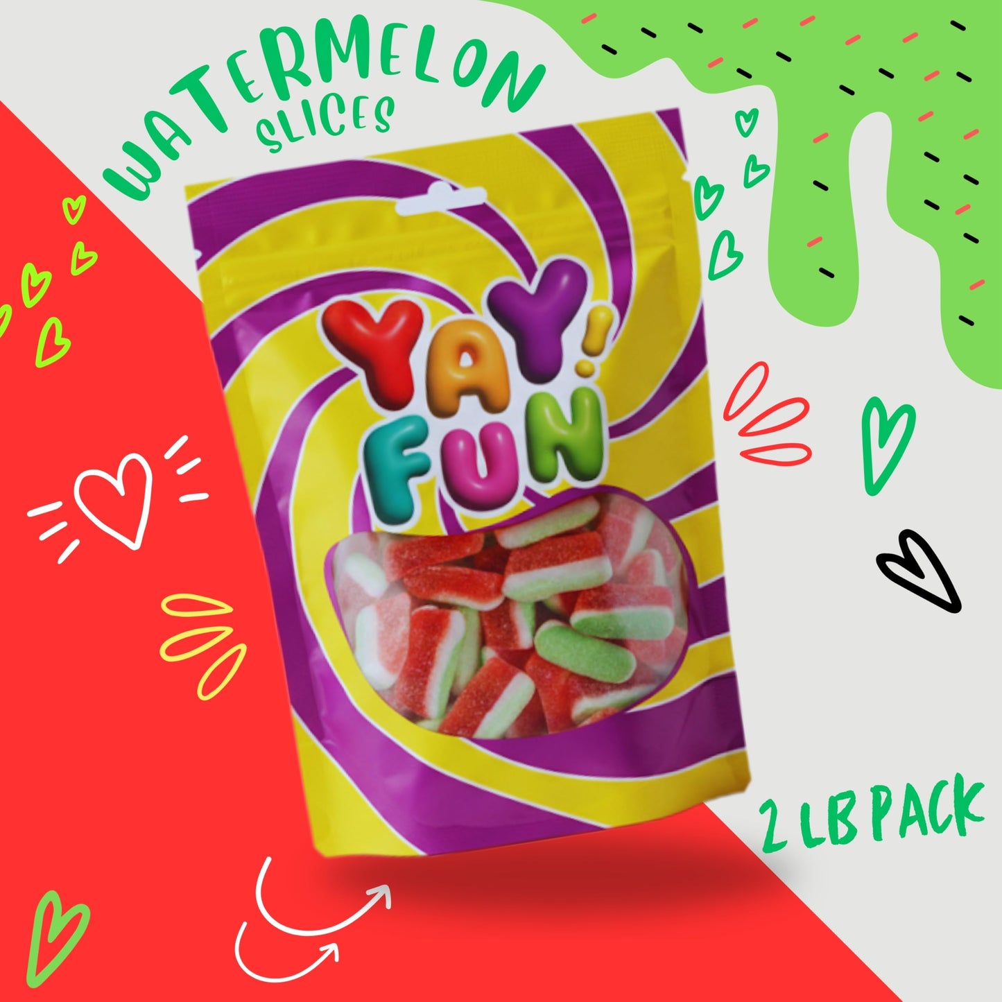 Sour Watermelon Slices Candy, Halal Candy Bulk 2 Pound Bag | Sweet & Tangy Watermelon Slice Gummies | Sour Watermelon Candy for Parties, Candy