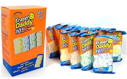 Scrub Daddy - Eraser Daddy with Scrubbing Gems Dual-Sided Scrubber and Eraser, Lasts 10x Longer Than Ordinary Melamine Erasers, Water Activated