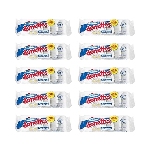 Hostess Powdered Sugar Donettes, 6 Count Bags (10 Pack)