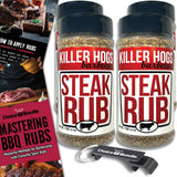 Killer Hogs Steak Rub Premium BBQ Barbecue Spice Seasoning 4 pk (44 oz) + Guide & Bottle Opener (6 Items)!