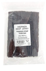 Werner Tender Strips Teriyaki Beef Jerky - Pack of 25 Jerky Strips - Made in the USA