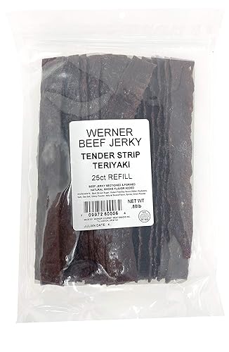 Werner Tender Strips Teriyaki Beef Jerky - Pack of 25 Jerky Strips - Made in the USA
