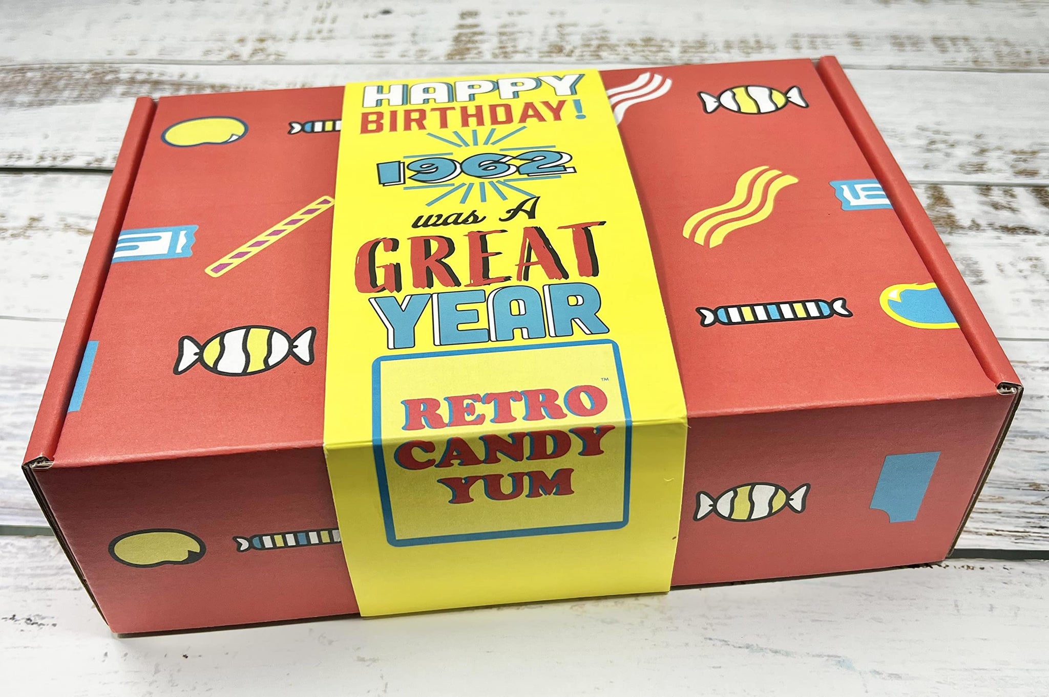 RETRO CANDY YUM ~ 1962 64th Birthday Gift Box Nostalgic Candy Mix from Childhood for 64 Year Old Man or Woman Born in 1962 Jr