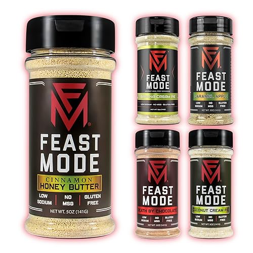 Feast Mode Flavors | Candy Pack | 5 count | 5oz seasonings | Cinnamon Honey Butter | Death By Chocolate | Coconut Cream Pie | Caramel Apple | Banana